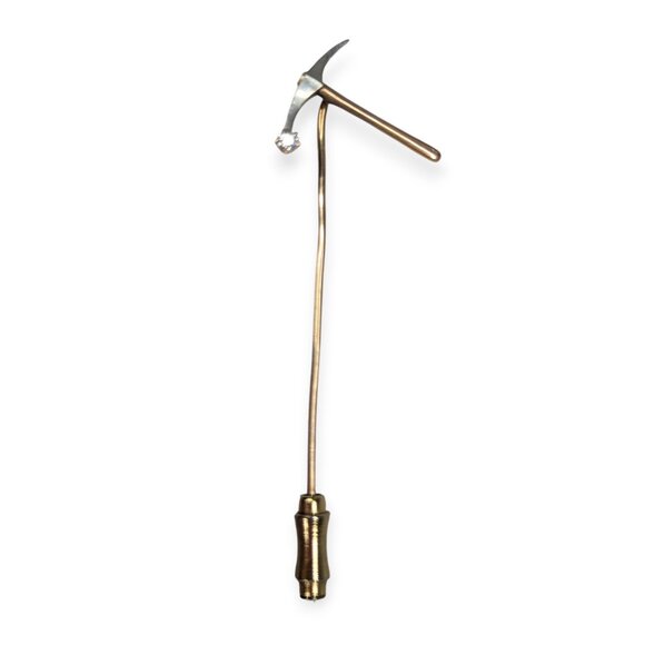 Vintage Gold and Silver Tone Faux Diamond Pickaxe Stick Pin - Picture 2 of 6